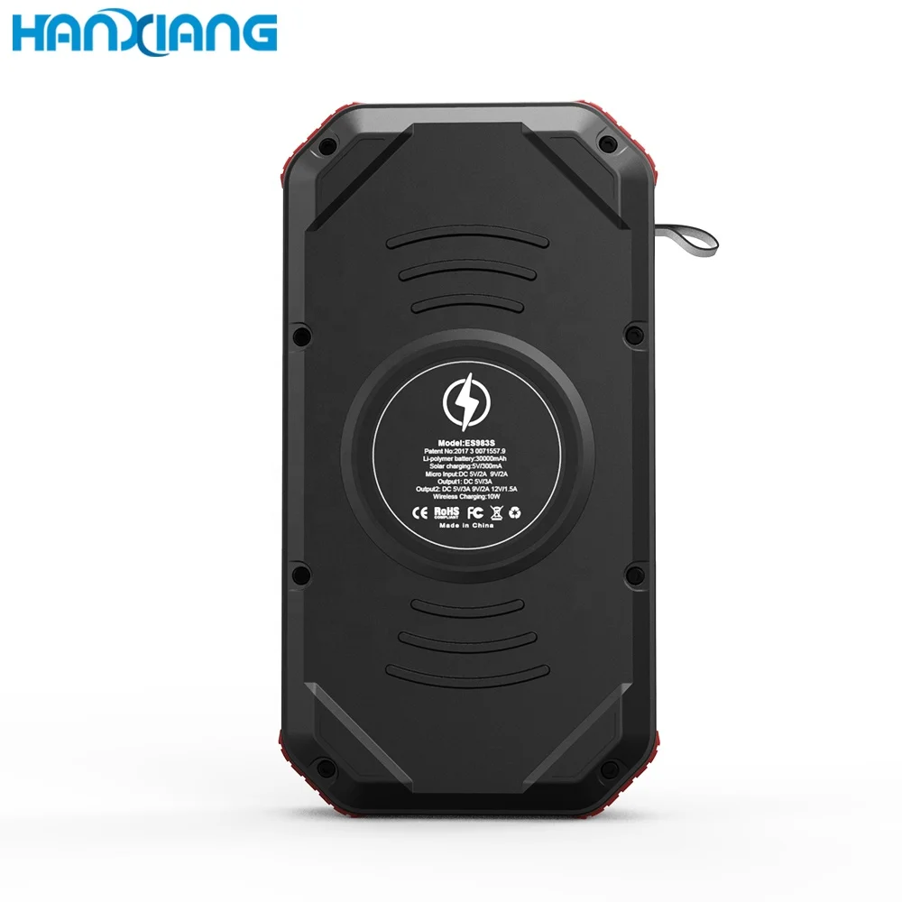 
New Arrivals 2021 Hot Outdoors Camping Flash Light 4 USB Ports PD QC3.0 Fast 30000mAh QI Wireless Solar Power Banks for Phones 