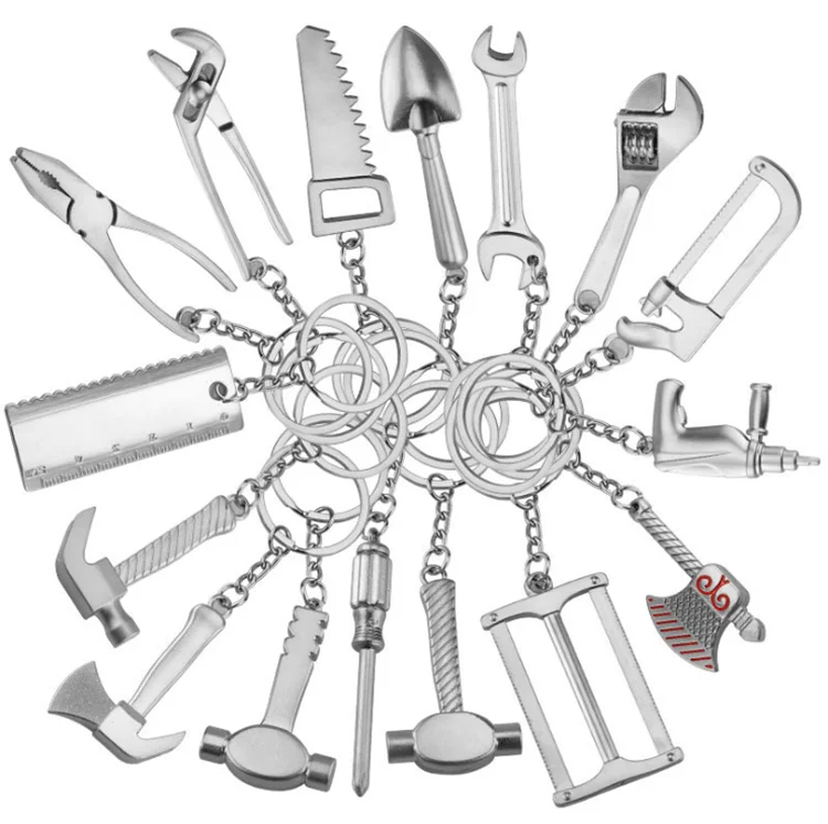 Wholesale custom multi-function metal mini  tool kit keychain, wrench keyring, Saw / axe /hammer keychain