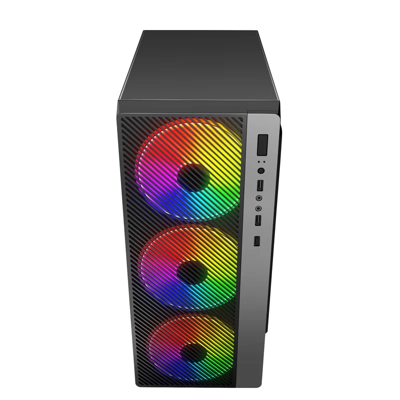 Lovingcool Hot Sales ATX/M-ATX Computer Case PC With Tempering Glass Computer Cases With Striped Face Plate in Fashion