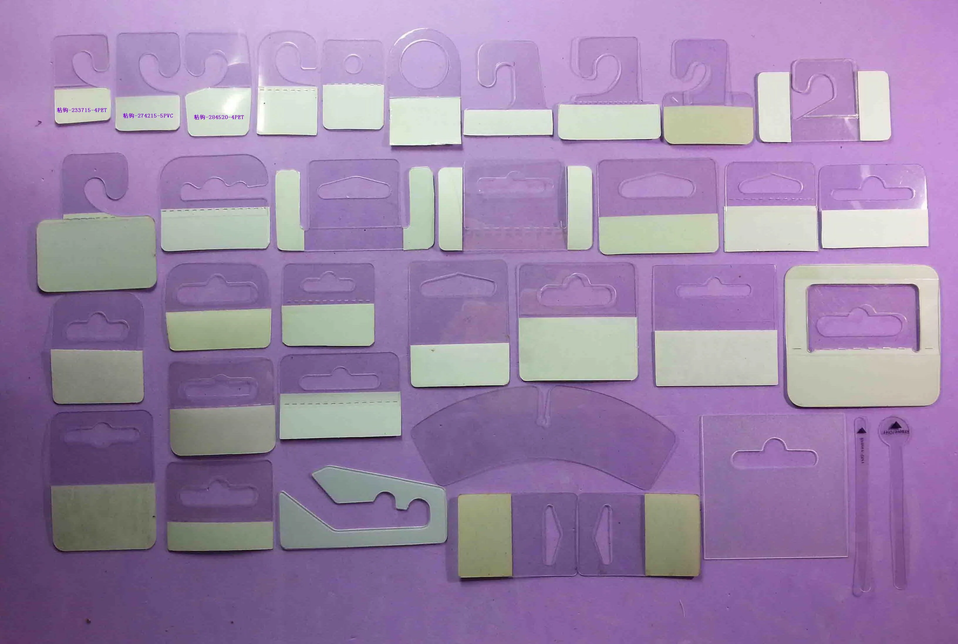 Foldable Display Different Styles Header Hanger PET Plastic Hang Tab With Back Adhesive