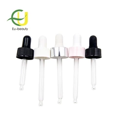 28/400 black plastic glass dropper with glass pipette and rubber bulb caps