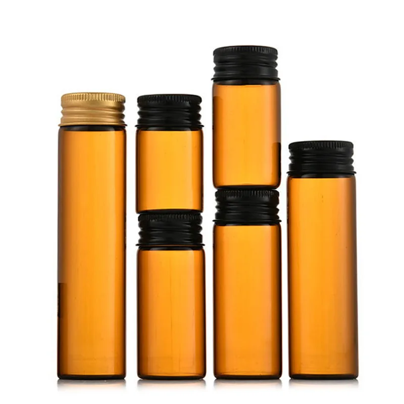 30mm diameter amber brown glass test tube bottle high borosilicate glass vial coffee bean storage glass bottle with aluminum lid