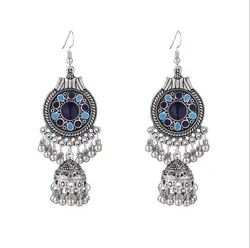 Indian Hollow Pattern Hoop Earrings Antique Gold Silver Earrings Bohemian BOHO Statement Ear Jewelry for Women