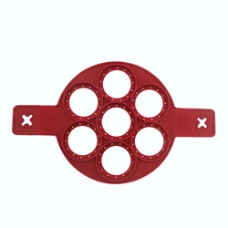 Food Grade High Quality 7 Hole Non-Stick Breakfast Pancake Rings Round Shape Novelty Silicone Fried Egg Mold For Making Cake