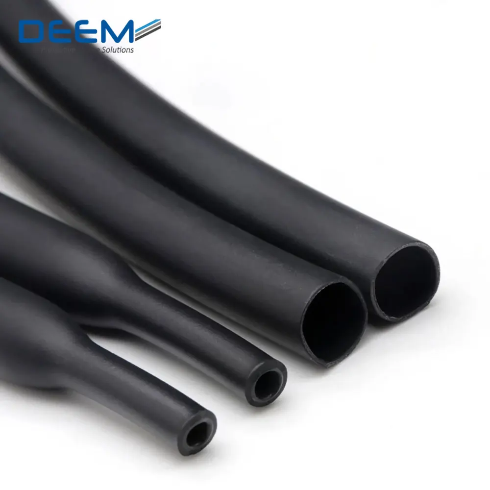 DEEM Black waterproof dual wall heatshrink with glue polyolefin heat shrink tubing for electrical insulation