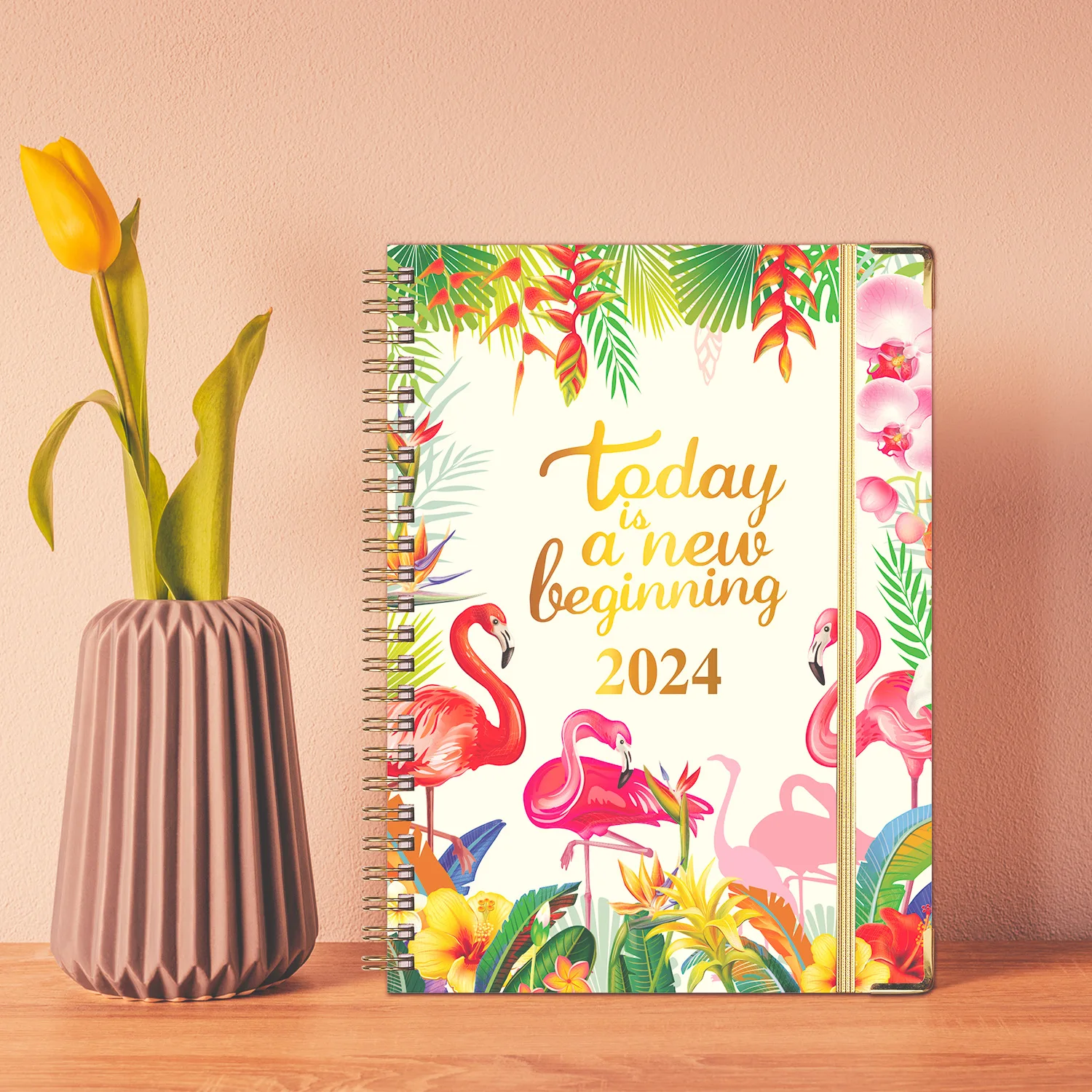2024 planner spiral bound Weekly & Monthly Jan 2024 - Dec 2024schedule book planner daily Hardcover Monthly Tabs Pocket bandage