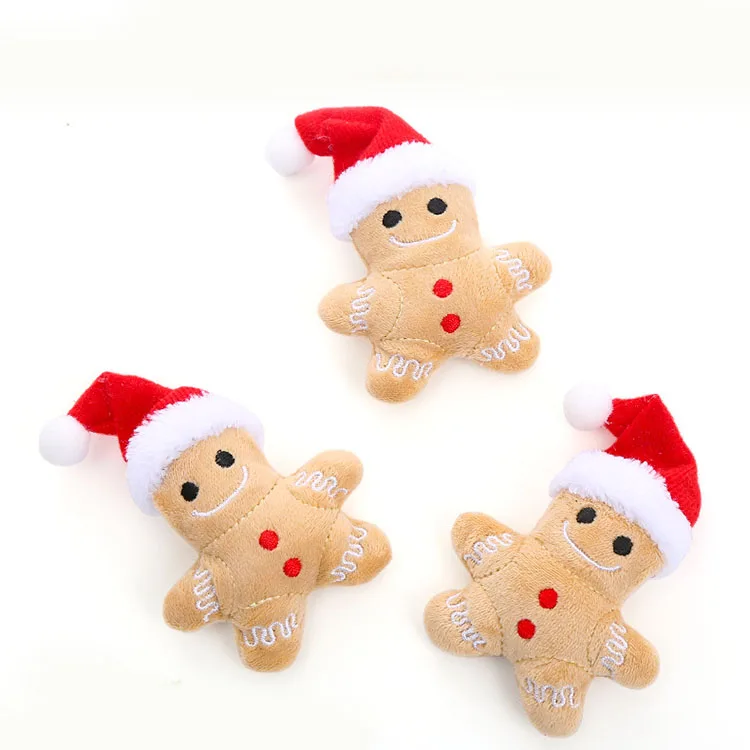 Lovely Gingerbread Man Plush Cat Toy Catnip Christmas Toys for Cats