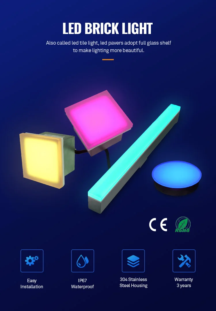 
Outdoor waterproof IP67 led linear inground stair lights paving led brick light 