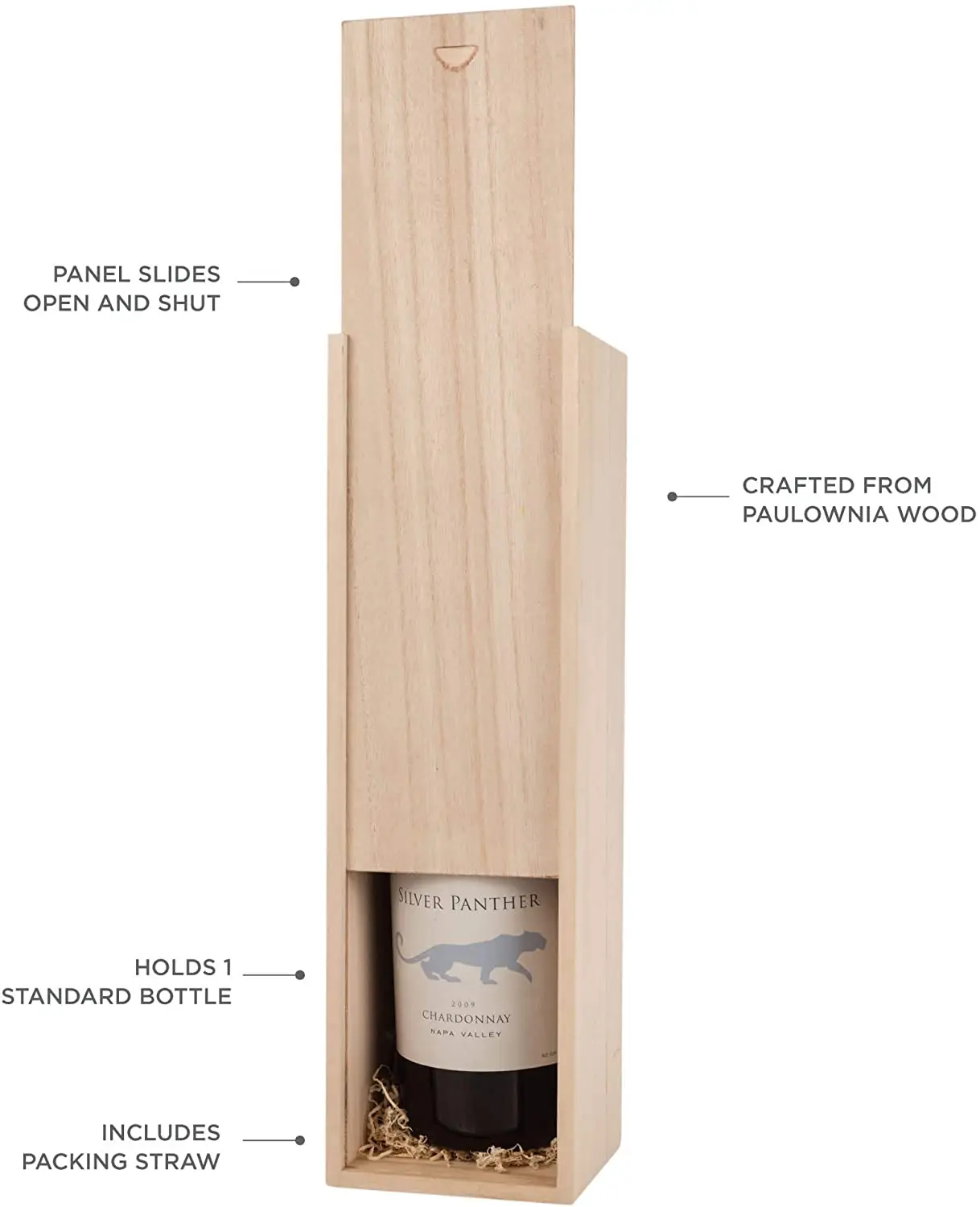 Caoxian Wholesale Unfinished Pine Wooden Champagne Red Wine liquor Single Bottle Boxes With Sliding Lid