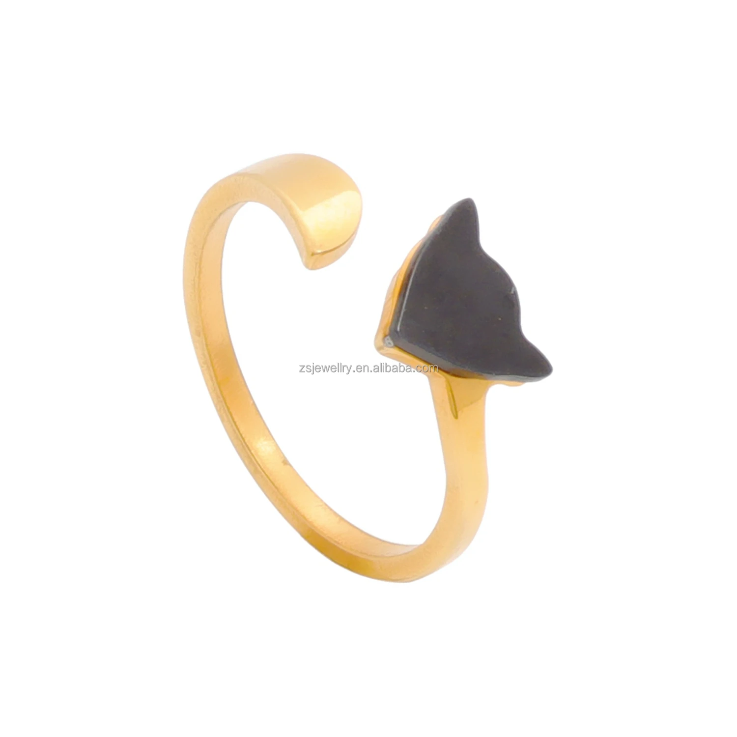 Arab Style Luxury Girl Custom Cuban Shaped Animal Frog Design Jewelry Women Stainless Steel Gold Plated Ring