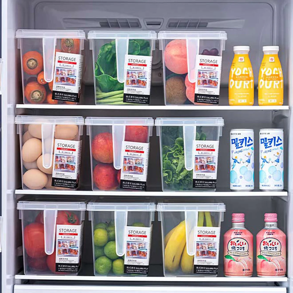 custom wholesale fridge food fruit vegetable plastic storage container box with handles