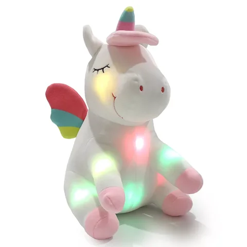 LED Light Up Sitting Unicorn Plush Stuffed Toy Glowing Plush Unicorn Doll Custom Toys Plush Toys Custom Size Custom Logo