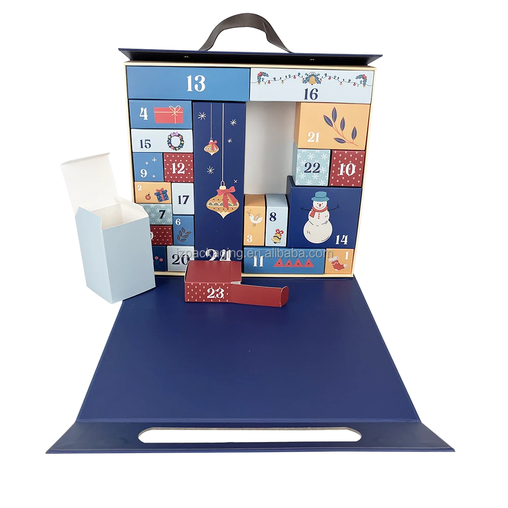 Factory Wholesale Personalized Advent Calendar Gift Packaging Christmas Calendario De Adviento Custom 24 Day Advent Calender Box