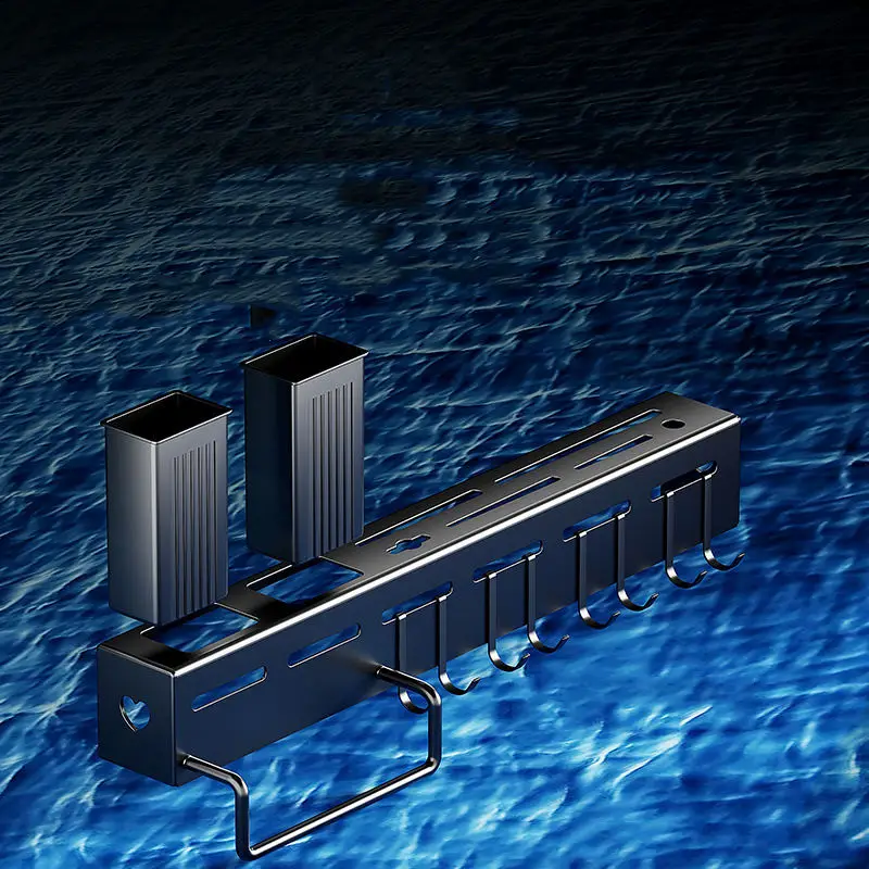 Custom Stainless Steel Wall-mounted  Storage Organizer  Adhesive  Kitchen Knife Spoon Utensils Holder Rack