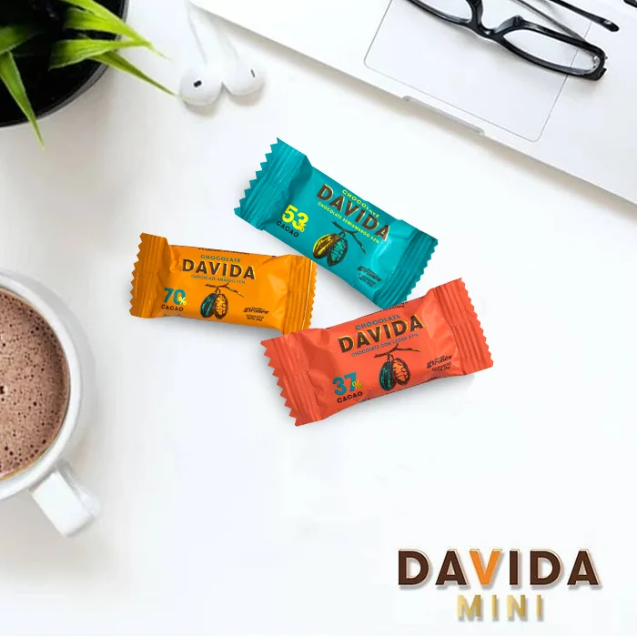DAVIDA Wholesale Indulgent Premium Mini Rich Silky Chocolate Bars Assorted Cocoa 100% Premium Colombian Cocoa