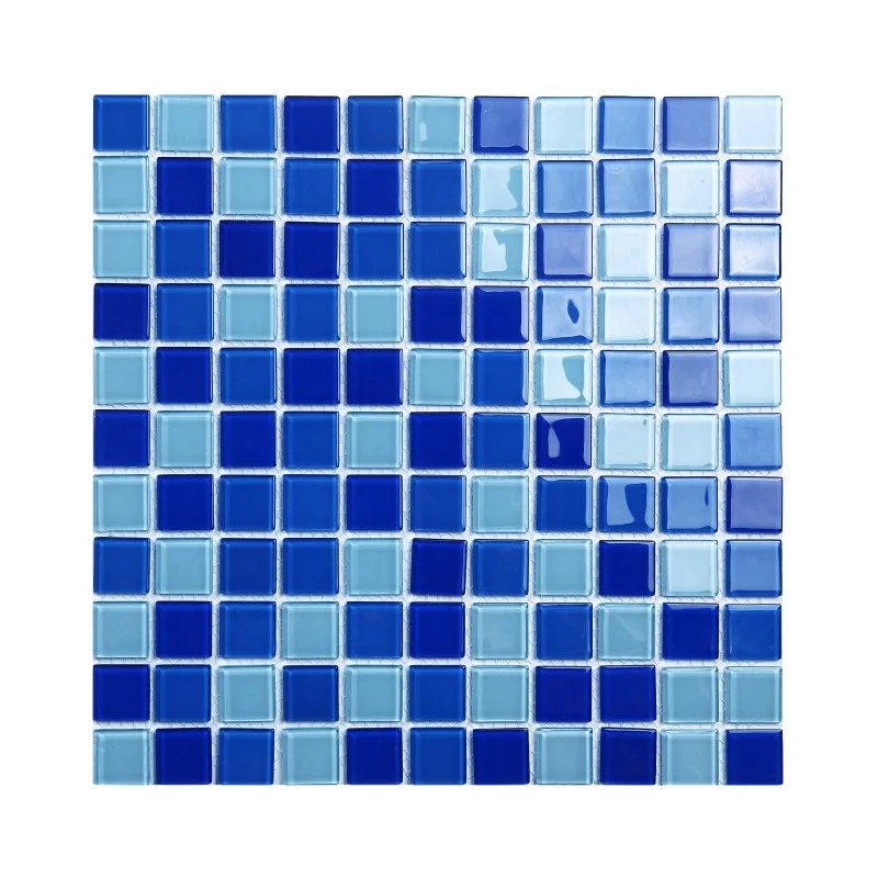 Blue glass mosaic tile for swimming pool 3 colors mixed kitchen back splash wall mosaic tiles stock clearance