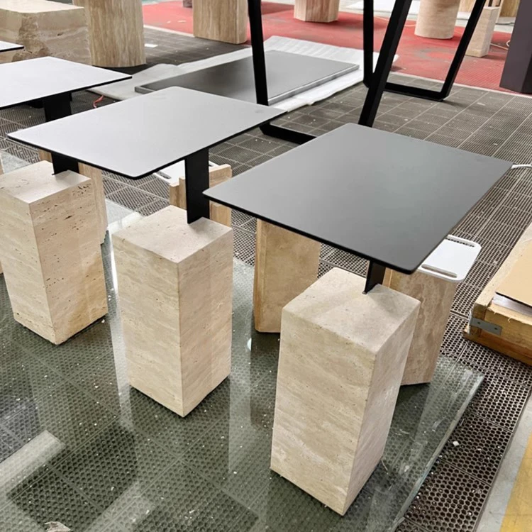 Заводская распродажа белый металлический столик Маленький журнальный газированный травертиновый мраморный для гостиной