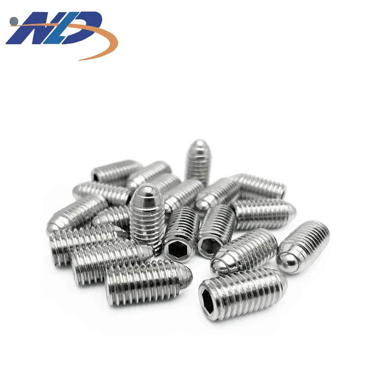NLD Carbon steel black M8*20 M8*30 Stainless Steel 304 316L A2 -70 Slotted Set Screw Grub Screw With Ball Point