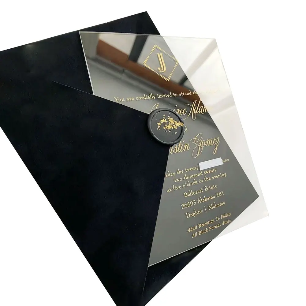 Custom Printing Elegant Full Transparent A5 Acrylic Invitations Wedding Invitation Card