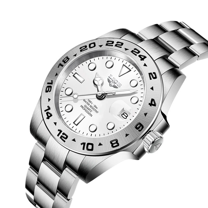 2021 LIGE Men Watch Waterproof Classic Analog Quartz Date Luminous Stainless Steel Gents Wrist Watch