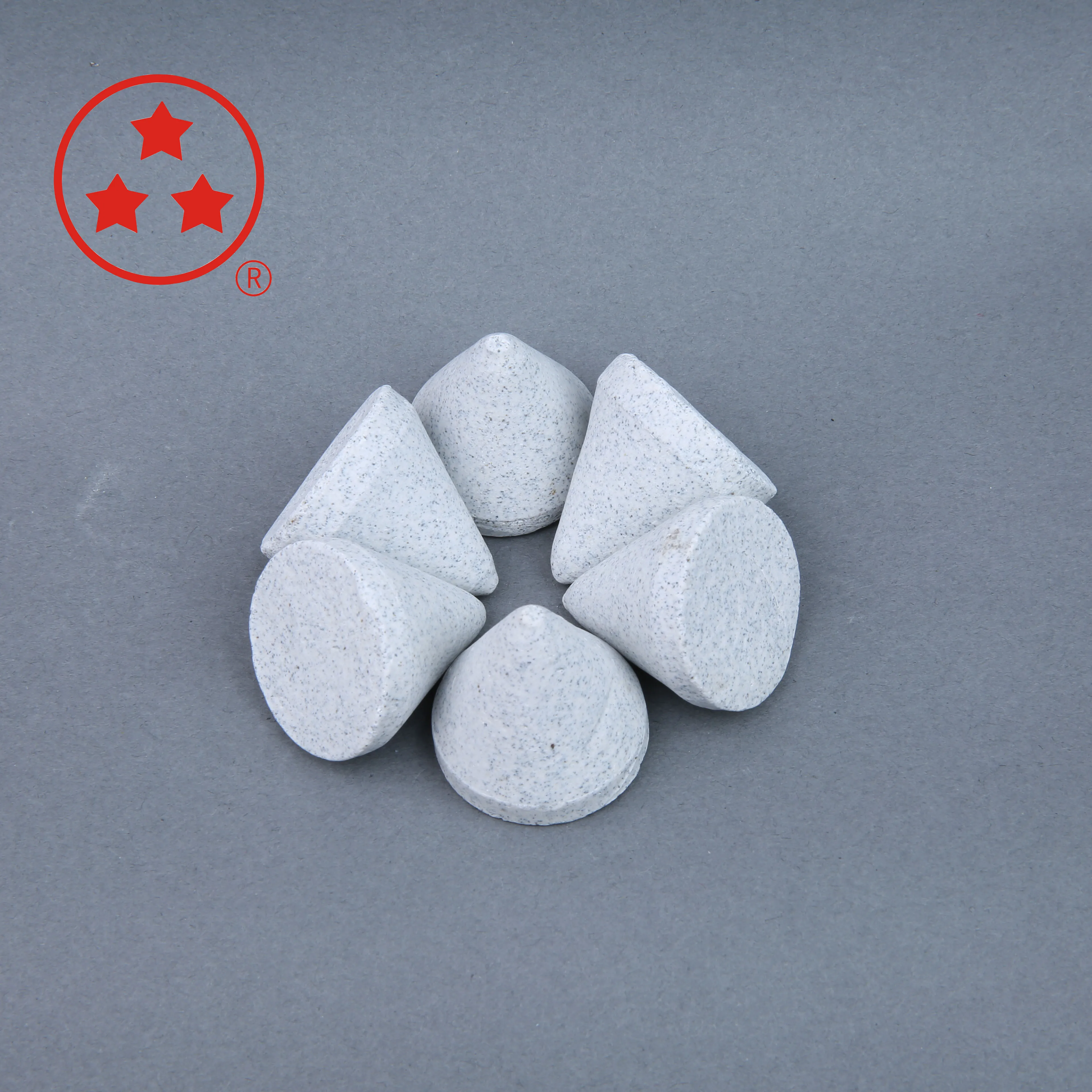 Mass finishing ceramic deburring media