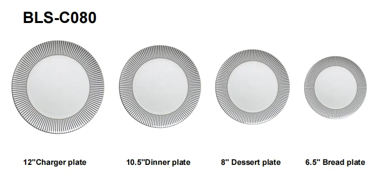 black stripe porcelain plate set dinnerware set with golden rim, ceramic wedding bread dessert dinner charger dishes