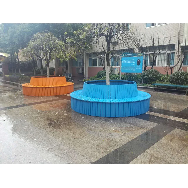 
Custom outdoor round tree curved wooden bench 