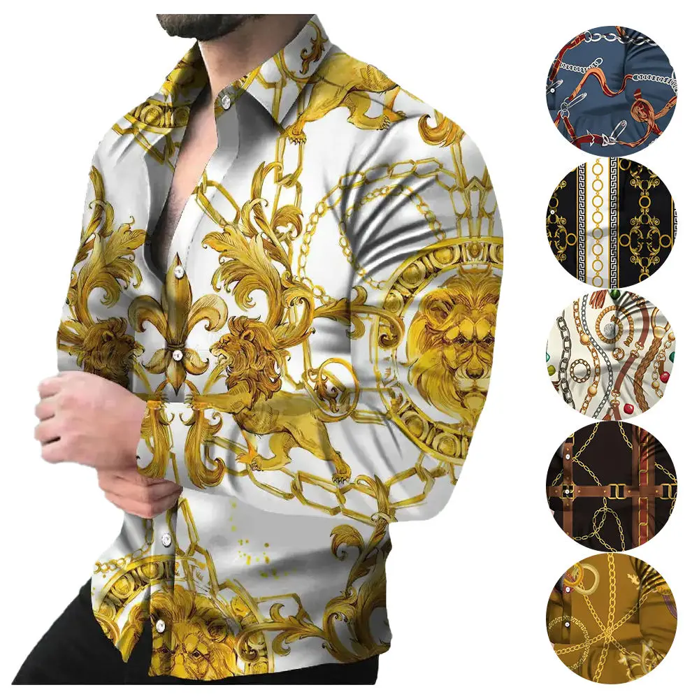 Fashion Hawaiian Shirts Custom 3D Print Long-sleeved Casual Mens Summer beach Shirts