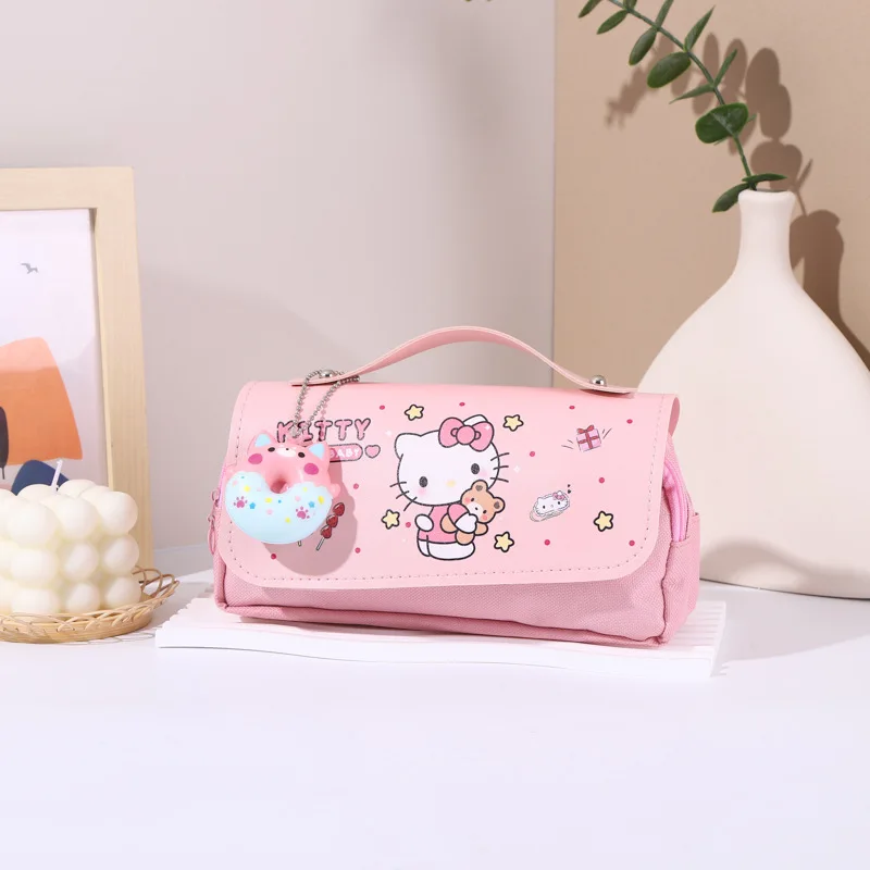 High Quality Sanrioo pencil case Large Storage Multi-stratification Cartoon Peripheral Hello a kitty School Students Pencil Box