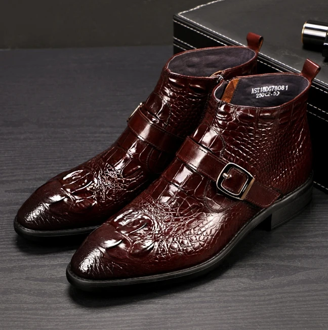 up-1604J high quality men genuine  leather shoes handmade leather dress shoes men ankle boots 46size