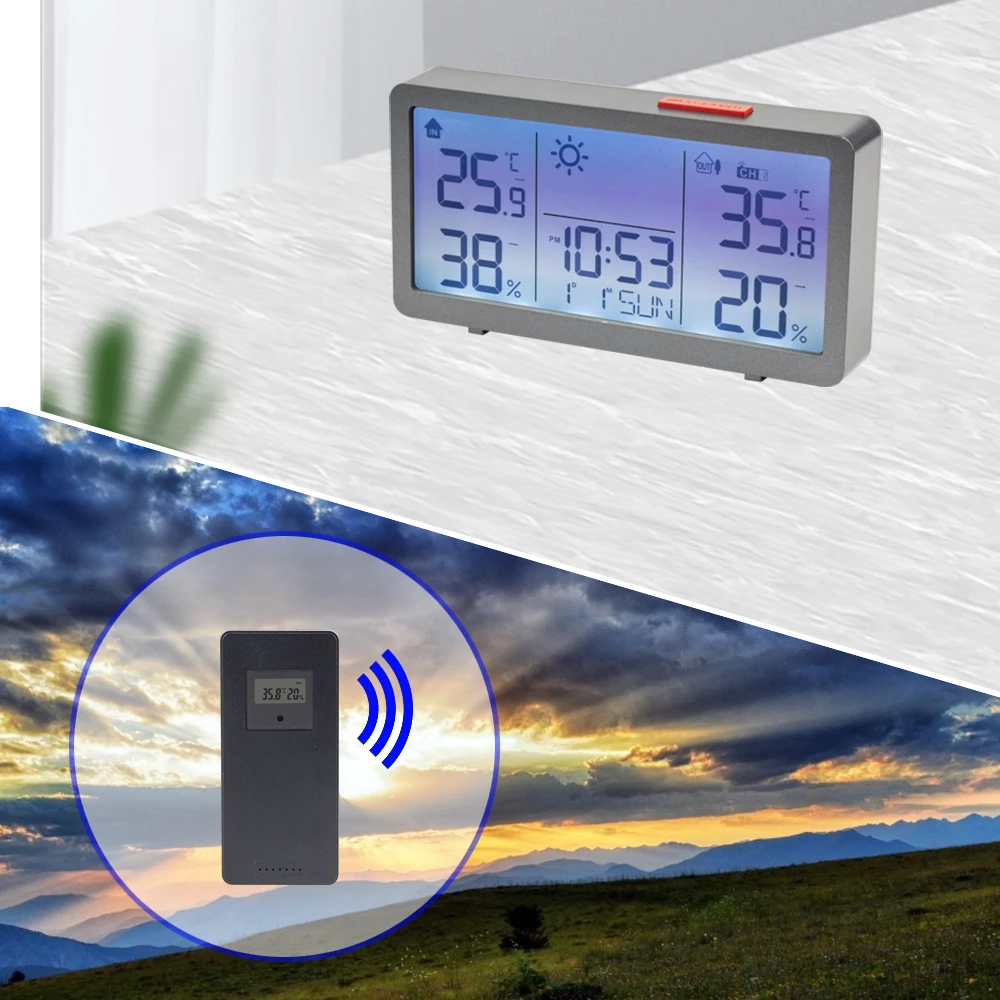 High/ low Outdoor Temperature Warning Temperature Humidity Controller with Sensor Radio Alarm Clock wireless weather station