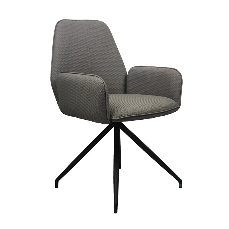 Hot sale home furniture Italia luxury style soft sponge cushion metal legs leather dining chair with armrest