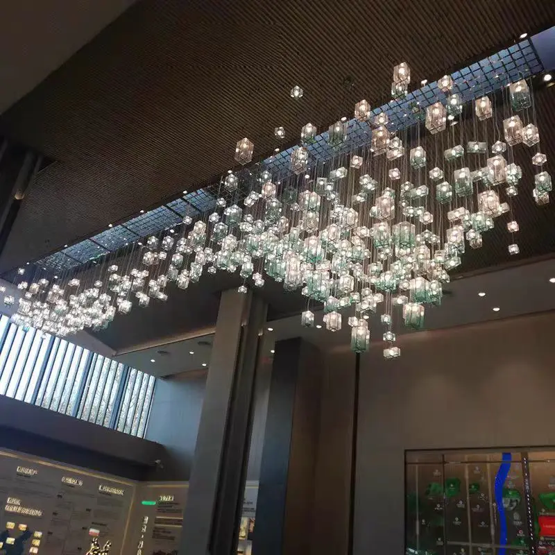 Custom Large-Scale Hotel Villa Club Lobby Shopping Square Crystal Chandelier