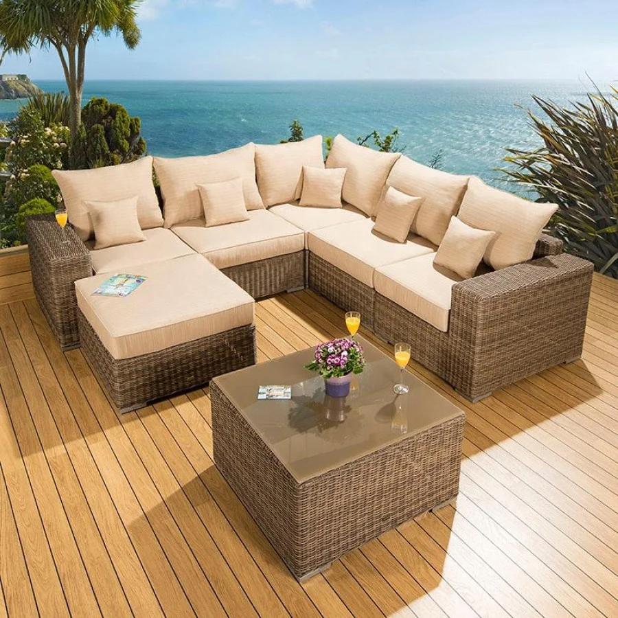 All weather rattan sofa set outdoor furniture leisure sectional corner wicker comfortable garden sofas