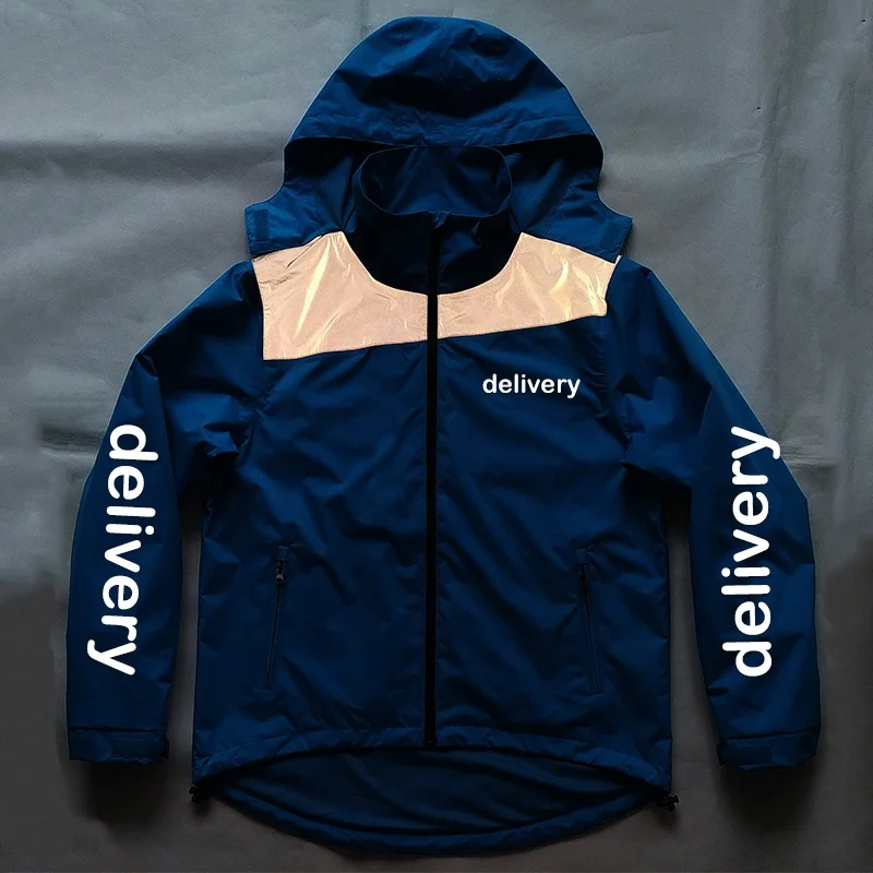 China Factory Direct Bespoke Food Delivery Uniforms for Rider Waterproof Cycling Jacket Raincoat Custom Logo Label