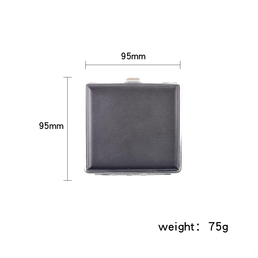 wholesale custom logo classic style portable black high quality cigarette case leather 20pcs