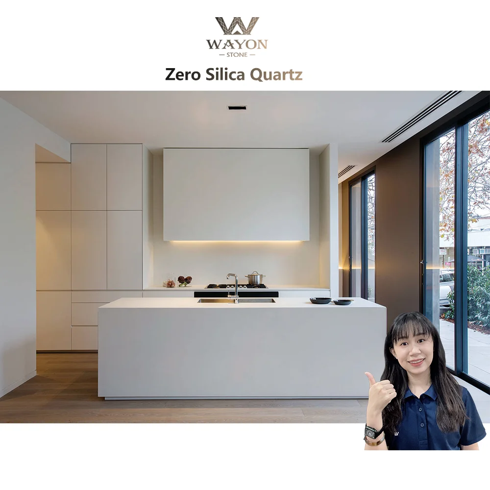 Wayon Zero Silica Summerly Quartz island white calacatta stone quartz slab price counter tops artificial quartz stone
