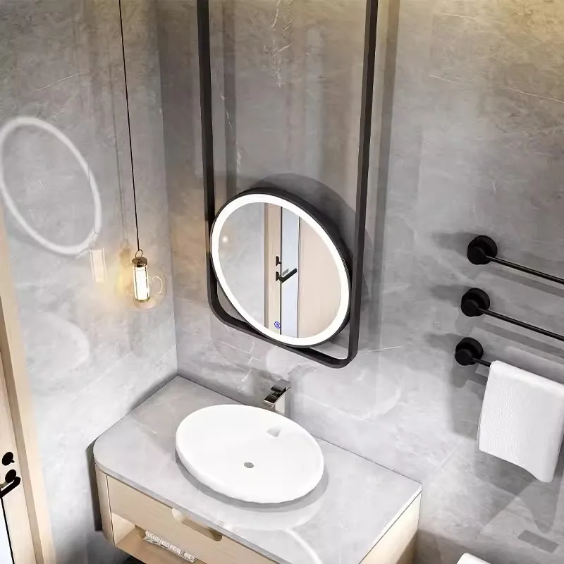 Circular hollow luminous beauty salon makeup bedroom ceiling hotel room homestay hanging LED mirror