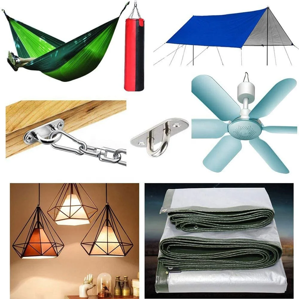 Stainless Steel Wall Mount Swing Hammock Hook Hanger Boat Rigging Loop U-Shaped Design Screws