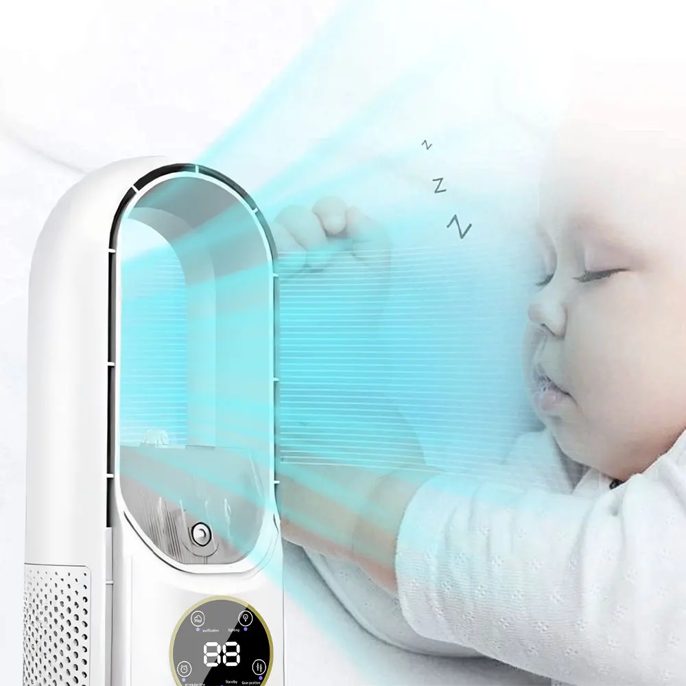 Multi Function Smart Electric Mini Desk Top Air Cooling Fan Air Purifier Bladeless Fan with Cooler