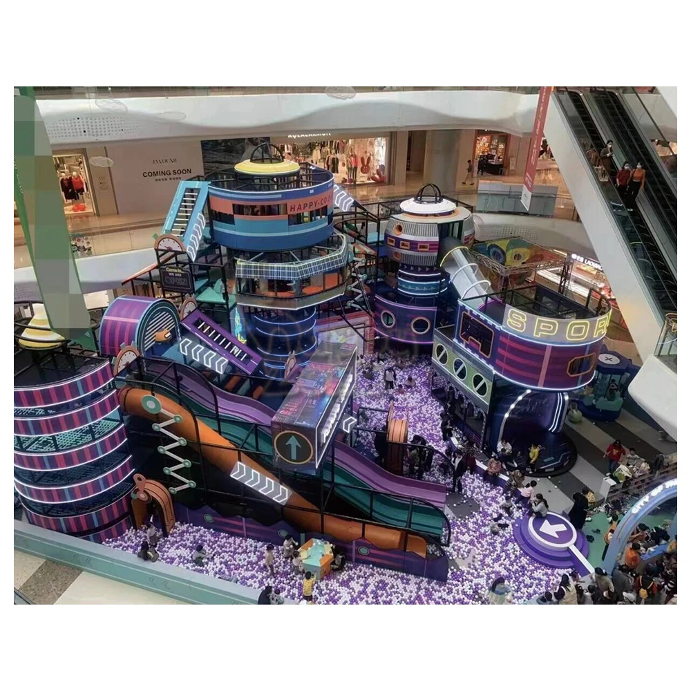 Customized High quality indoor adventure park with ninja warrior course rope course indoor playground for shopping mall