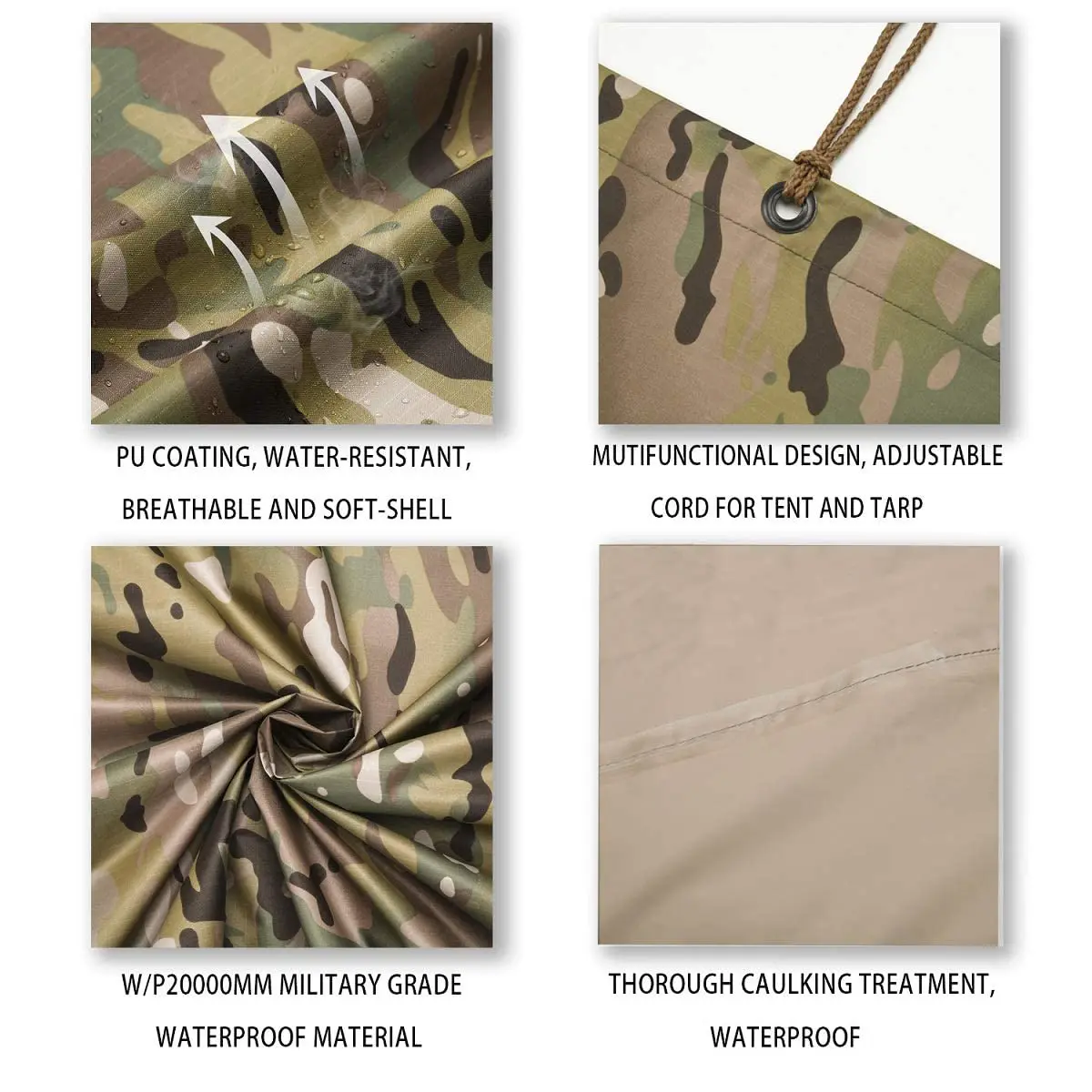 Mountain Land Custom rain poncho waterproof camouflage tactical raincoat for Camping Hiking Outdoor Hunting