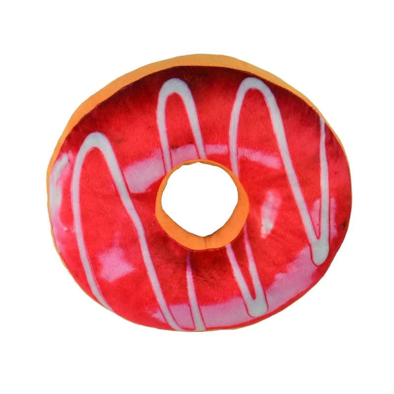 Manufacturer Wholesale Sweet Chocolate Print Food Creative Plush Donut Pillow Round Seat Cushion with Hole