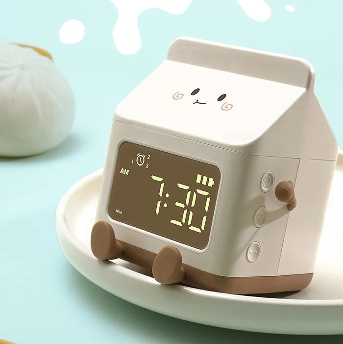 Kawaii Smart Control LED Alarm Clock for Kids USB-Powered ABS Material Sleep Training Device for Boys & Girls for Desktop Use