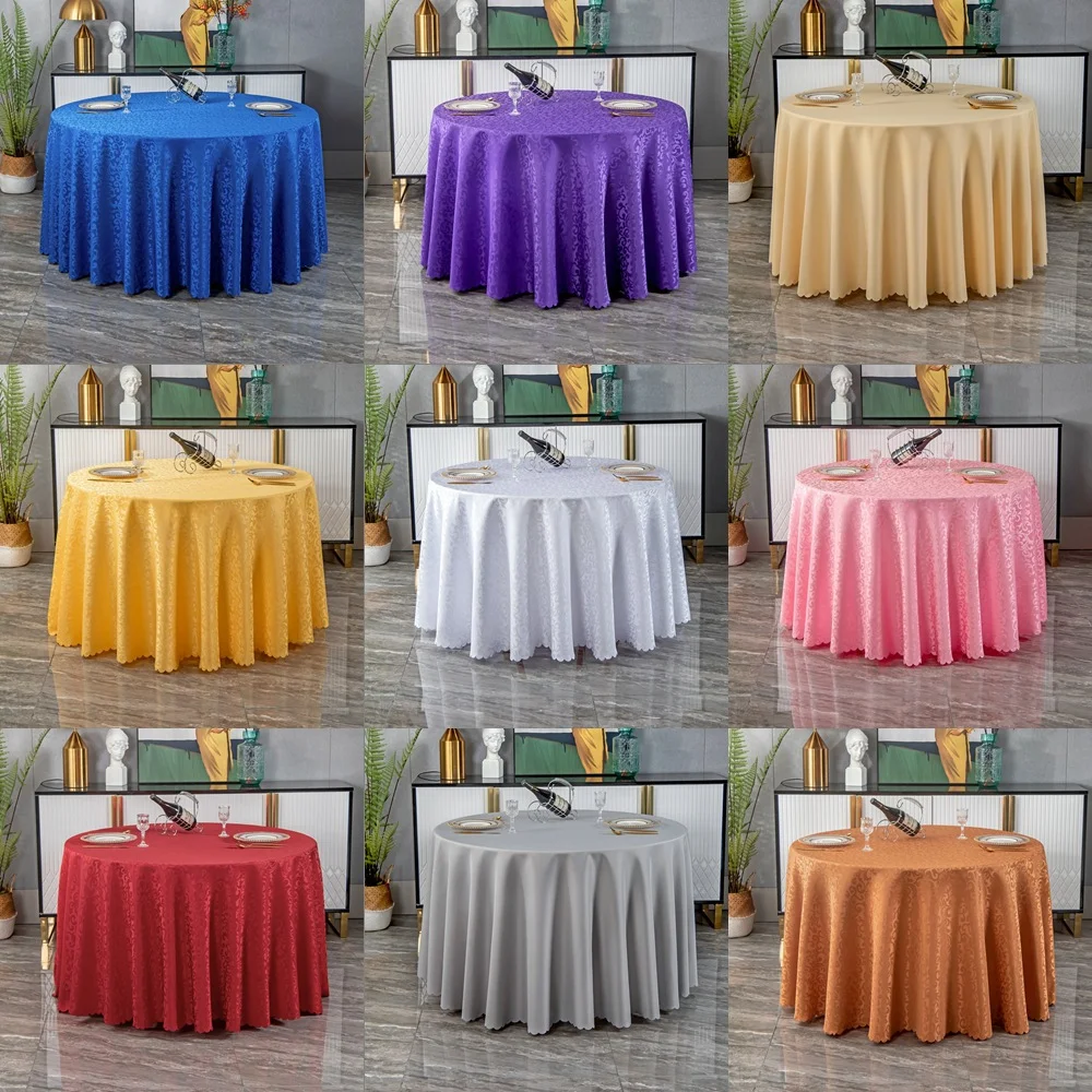 Custom Luxury Jacquard Polyester Tablecloth Damask Wedding Home Hotel Round Dining Tablecloth Table Linens For Events Party