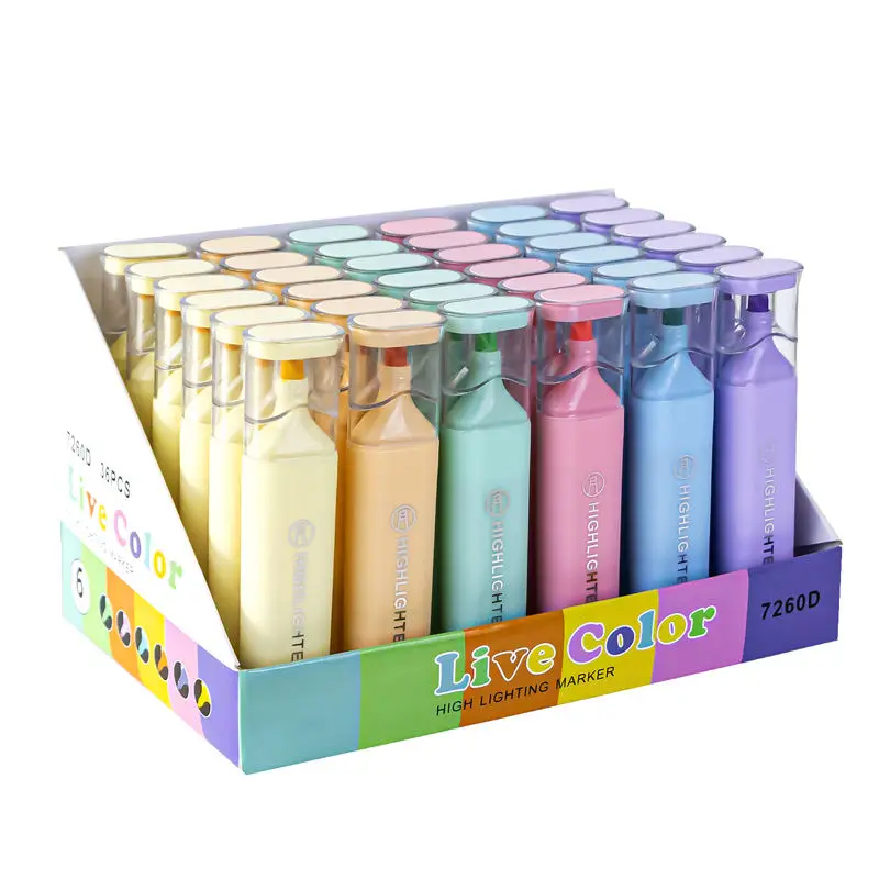 Colorful Highlighter Office School Stationery Fluorescent Colorful Marker Highlighter Pen