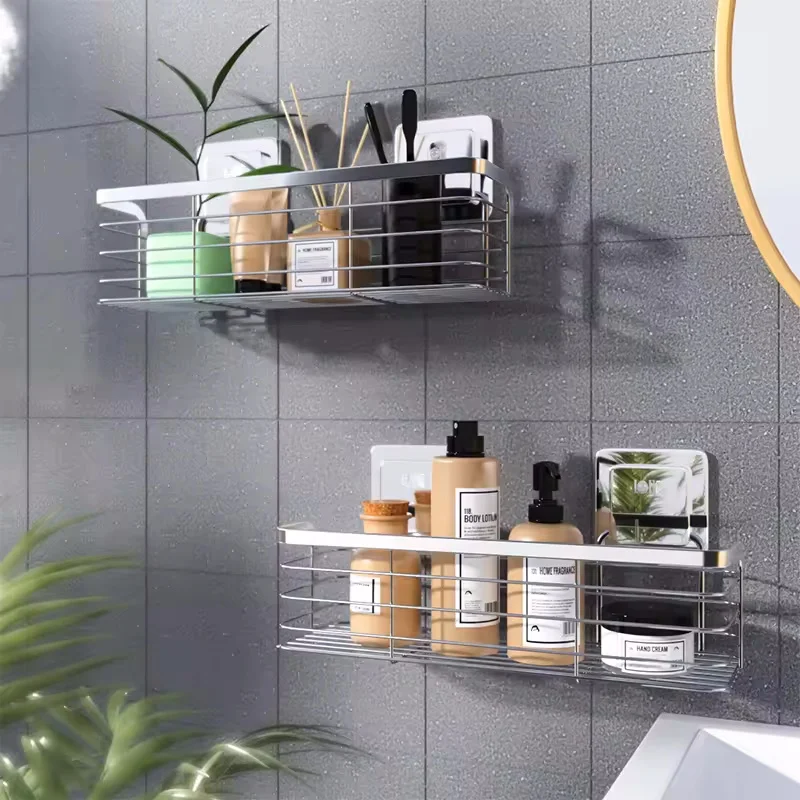 Goods In Stock No Drilling 1 Layer Multi-Colour Shower Room Saunas Bathroom Shelf Accessories