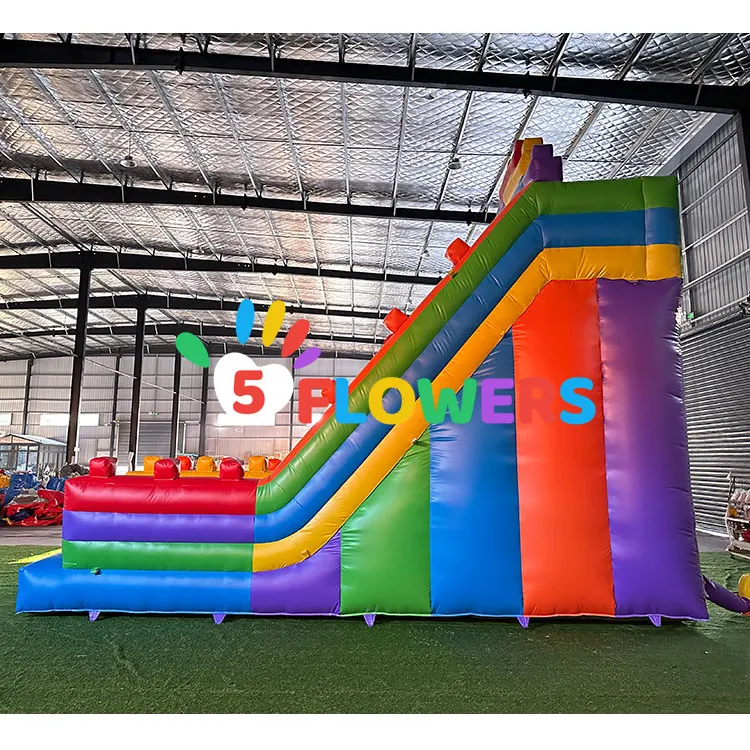 Building blocks inflatable slide cartoon theme tobogan inflatable wet slide commercial grade bouncer slide for party