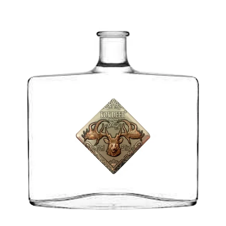 Custom Aluminum Metal Cognac Whisky Brandy Tequila Cocktail Bottle Wine Bottle Private Label With Adhesive