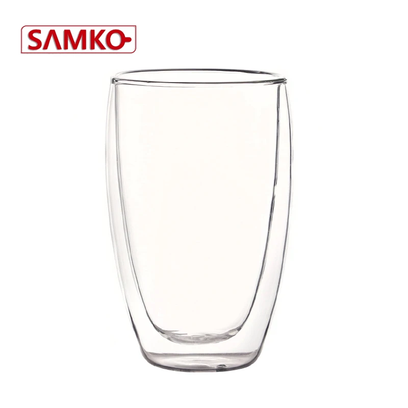 Heat insulation type handmade double wall glass cup